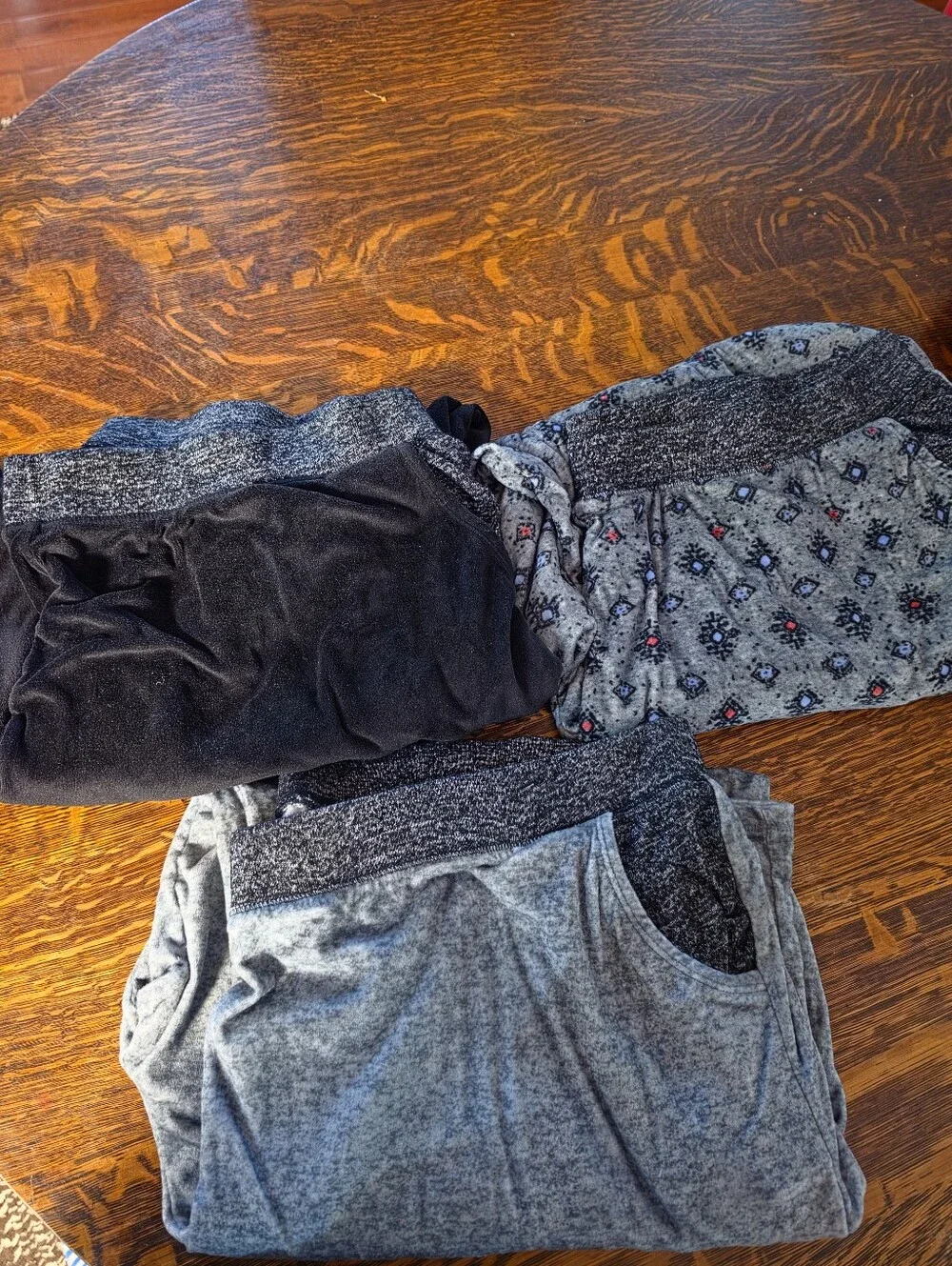 Three Pair Of Climate Right By Cuddl Duds Women's Pajama/Lounge Pants Sixe 3X
